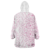 Pink New Zealand Puhoro Maori Tattoo Wearable Blanket Hoodie
