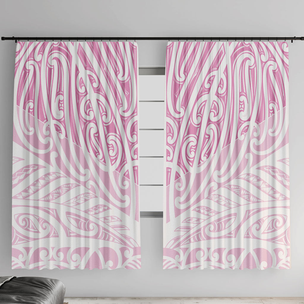 Pink New Zealand Puhoro Maori Tattoo Window Curtain LT14 With Hooks Pink - Polynesian Pride