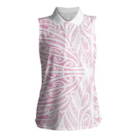 Pink New Zealand Puhoro Maori Tattoo Women Sleeveless Polo Shirt
