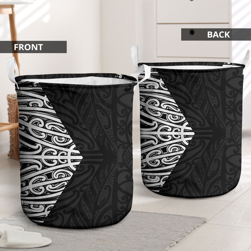 Black New Zealand Puhoro Maori Tattoo Laundry Basket