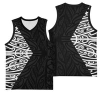Black New Zealand Puhoro Maori Tattoo Basketball Jersey