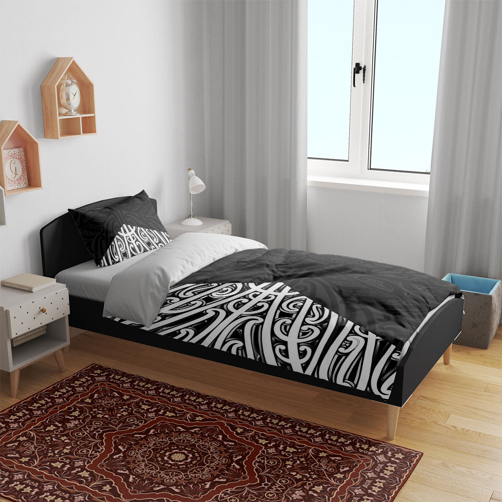 Black New Zealand Puhoro Maori Tattoo Bedding Set