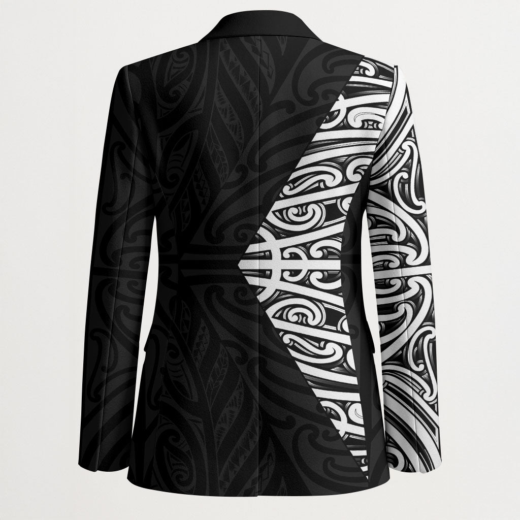 Black New Zealand Puhoro Maori Tattoo Blazer