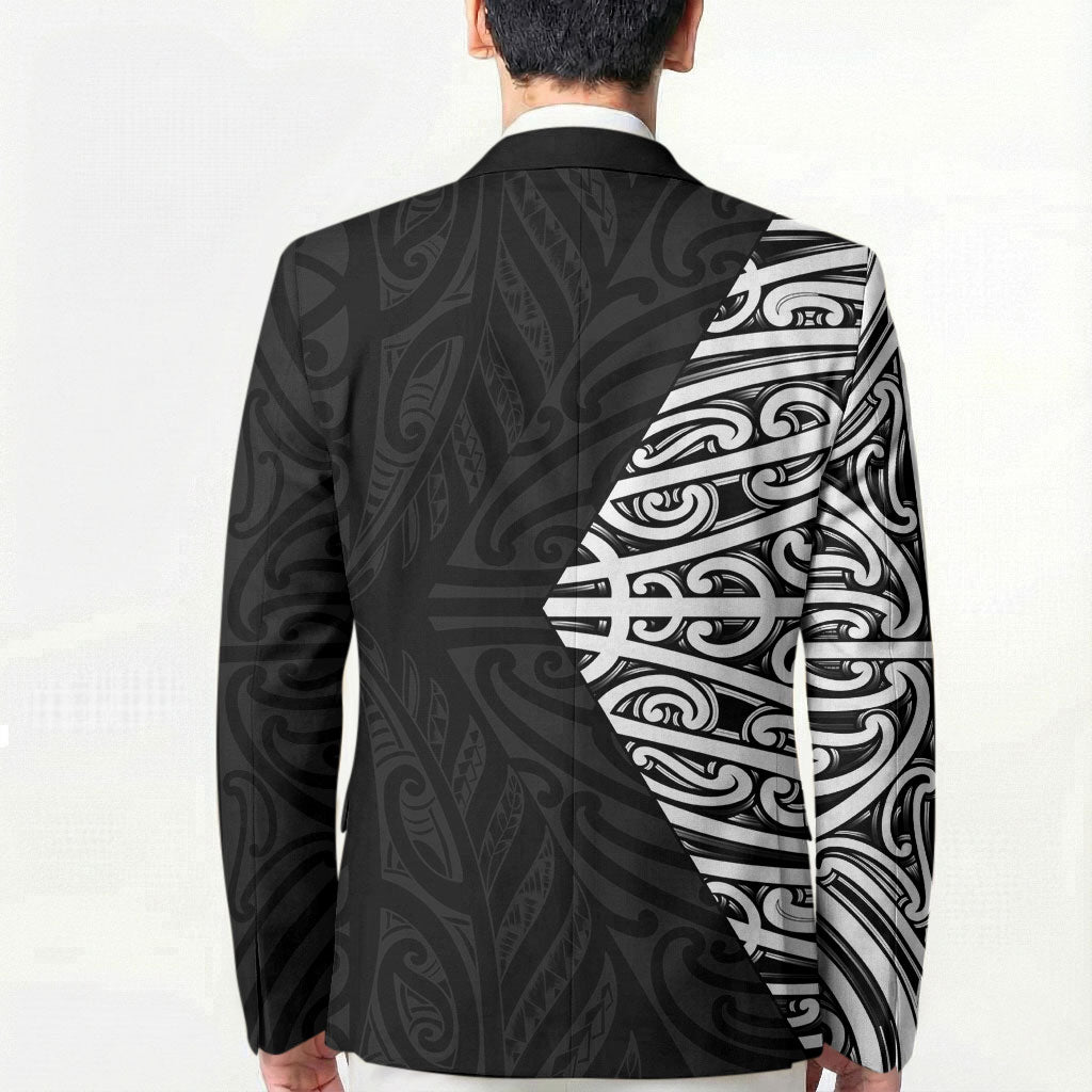 Black New Zealand Puhoro Maori Tattoo Blazer