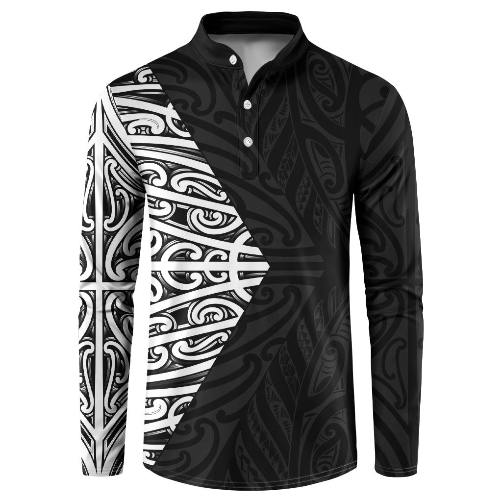 Black New Zealand Puhoro Maori Tattoo Button Sweatshirt