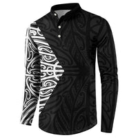 Black New Zealand Puhoro Maori Tattoo Button Sweatshirt