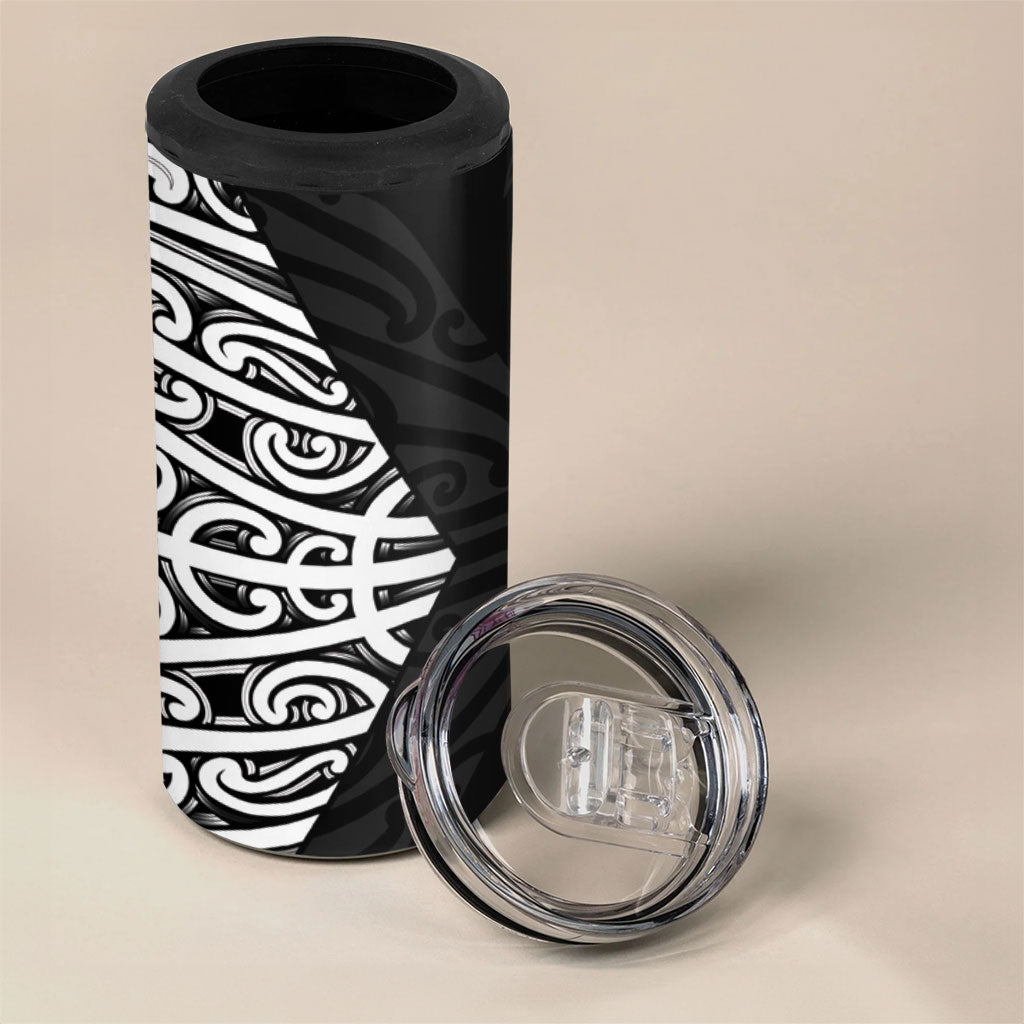 Black New Zealand Puhoro Maori Tattoo 4 in 1 Can Cooler Tumbler
