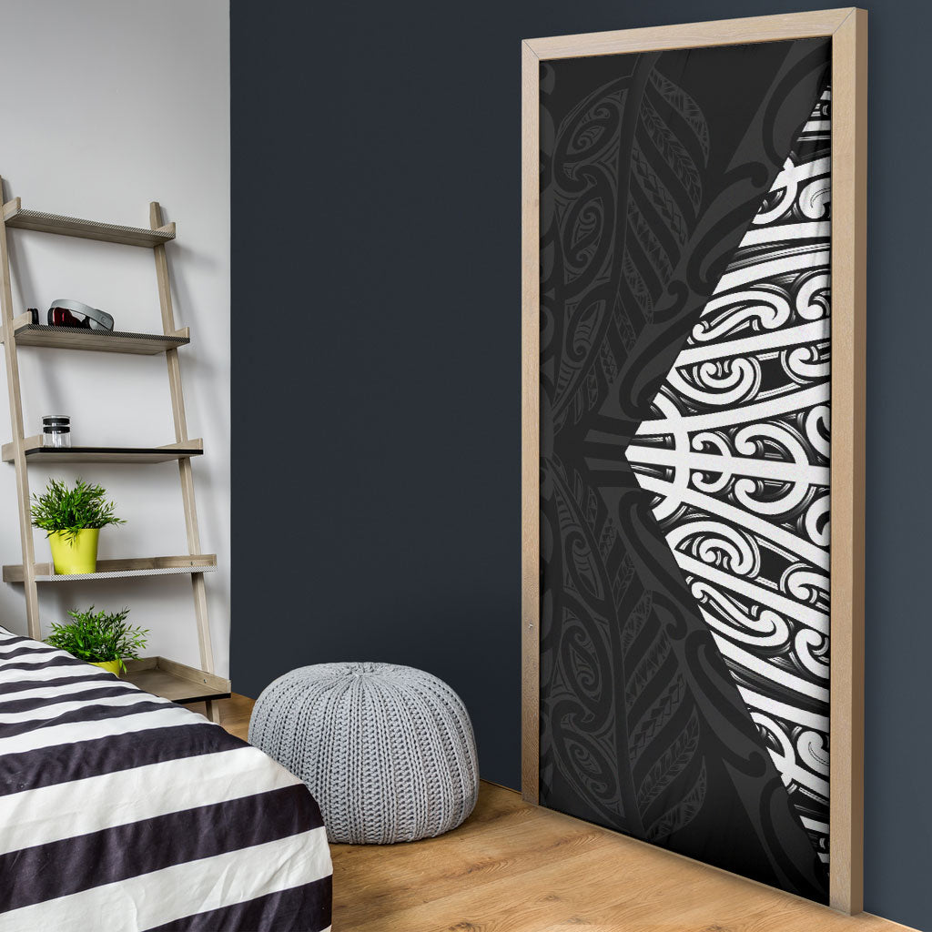 Black New Zealand Puhoro Maori Tattoo Door Cover