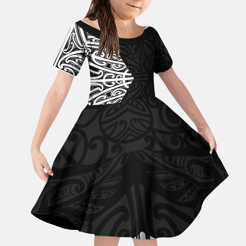 Black New Zealand Puhoro Maori Tattoo Family Matching Mermaid Dress and Hawaiian Shirt