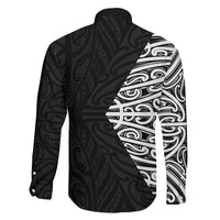 Black New Zealand Puhoro Maori Tattoo Family Matching Off The Shoulder Long Sleeve Dress and Hawaiian Shirt