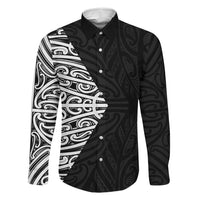 Black New Zealand Puhoro Maori Tattoo Family Matching Off Shoulder Maxi Dress and Hawaiian Shirt