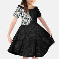 Black New Zealand Puhoro Maori Tattoo Family Matching Tank Maxi Dress and Hawaiian Shirt