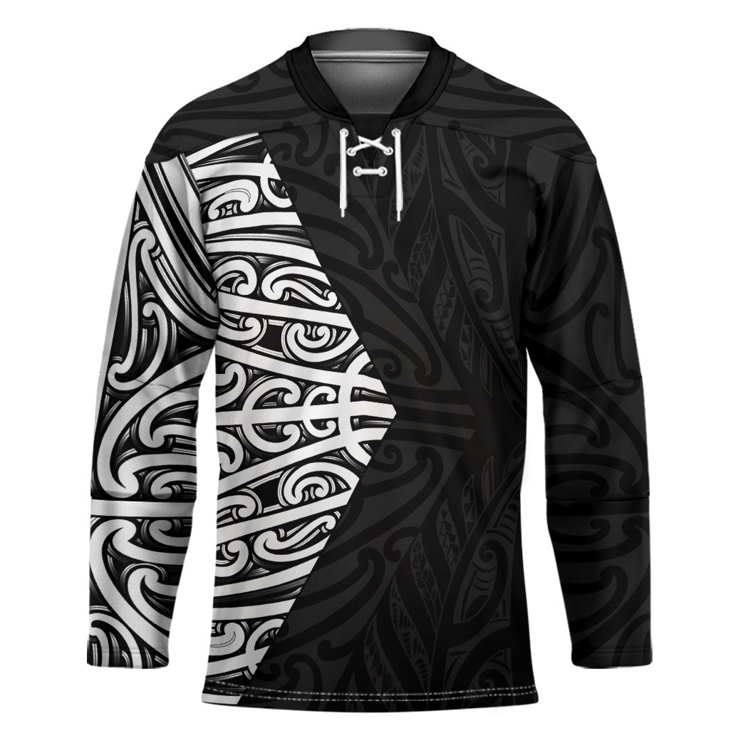 Black New Zealand Puhoro Maori Tattoo Hockey Jersey