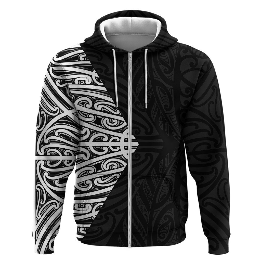 Black New Zealand Puhoro Maori Tattoo Hoodie