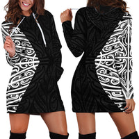 Black New Zealand Puhoro Maori Tattoo Hoodie Dress