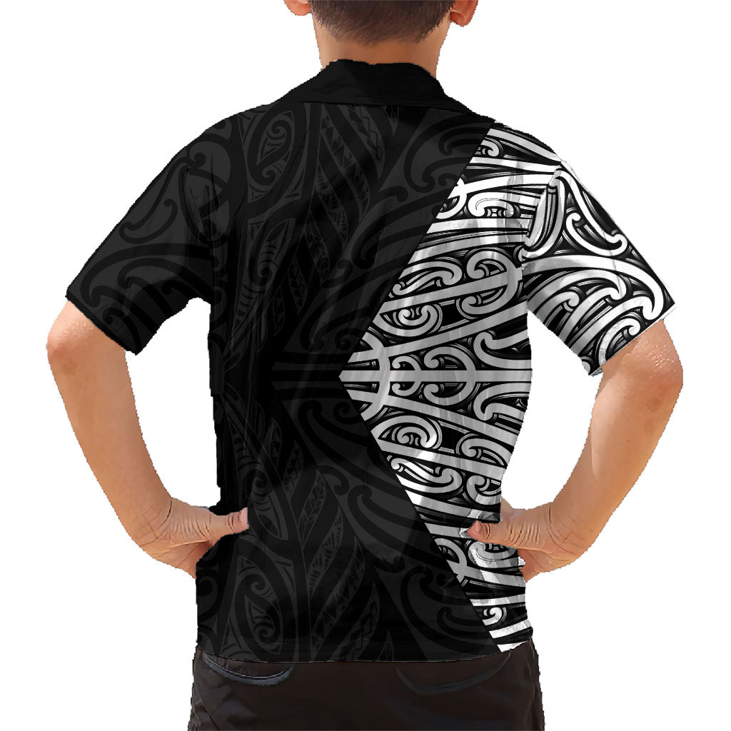 Black New Zealand Puhoro Maori Tattoo Kid Hawaiian Shirt