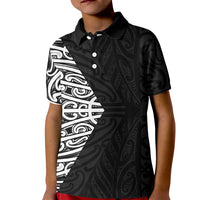 Black New Zealand Puhoro Maori Tattoo Kid Polo Shirt