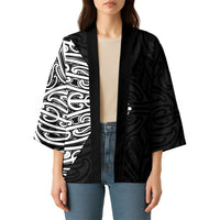 Black New Zealand Puhoro Maori Tattoo Kimono