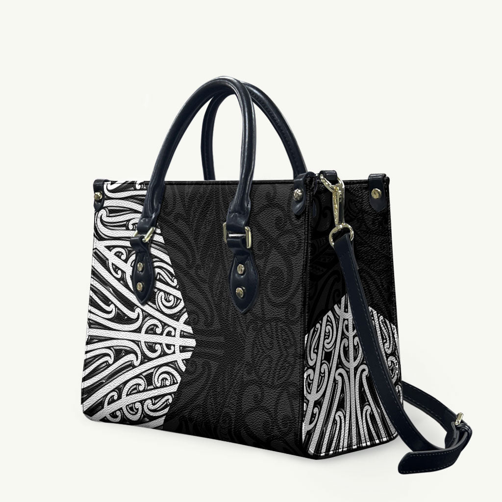 Black New Zealand Puhoro Maori Tattoo Leather Bag