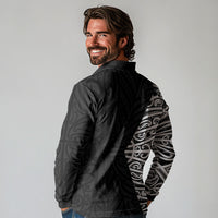 Black New Zealand Puhoro Maori Tattoo Long Sleeve Polo Shirt