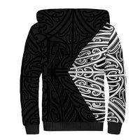 Black New Zealand Puhoro Maori Tattoo Sherpa Hoodie