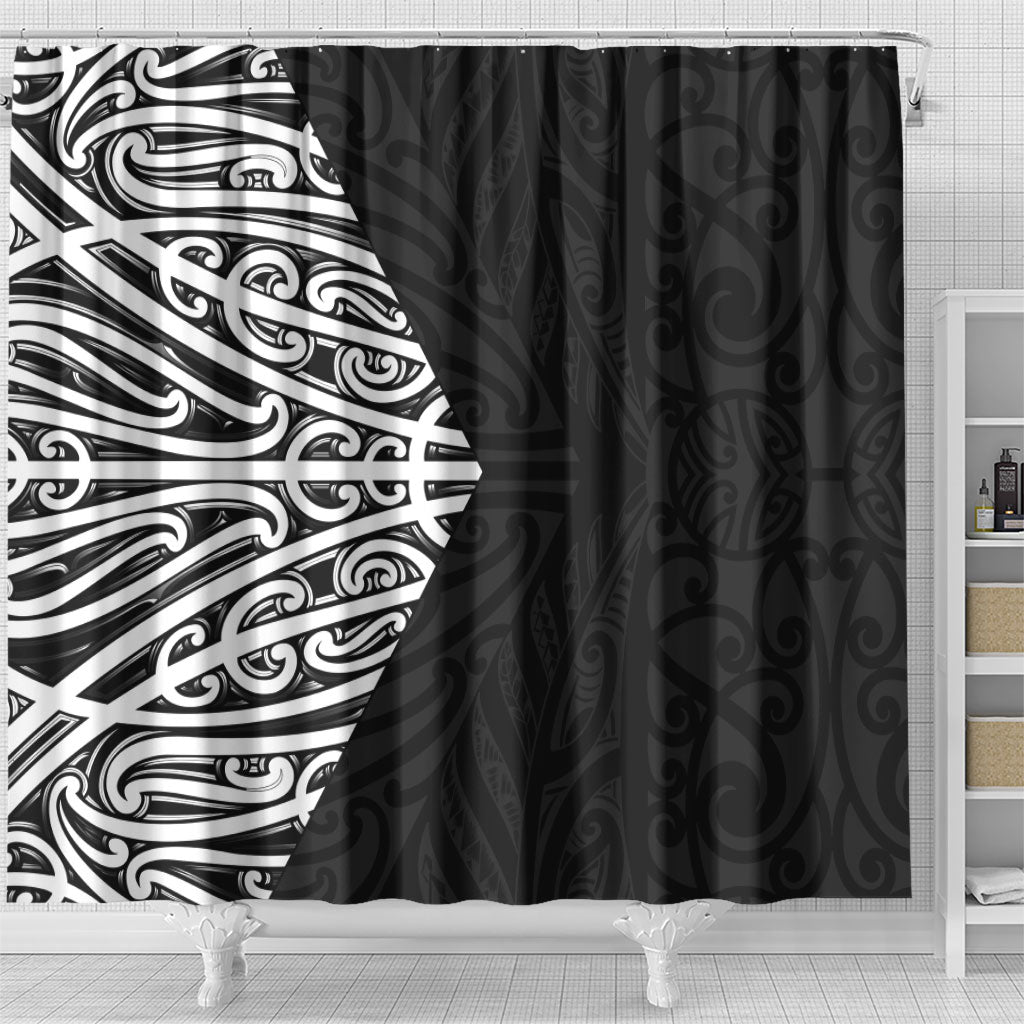 Black New Zealand Puhoro Maori Tattoo Shower Curtain