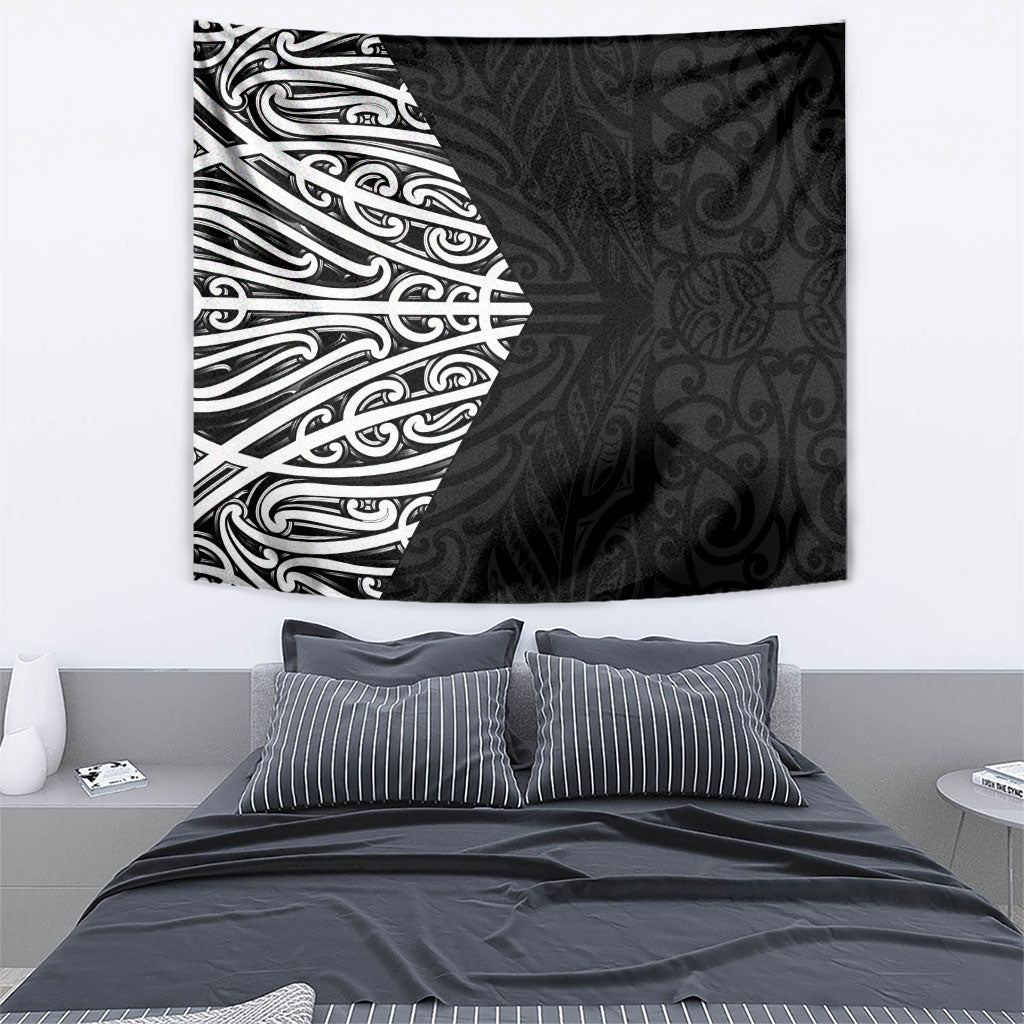 Black New Zealand Puhoro Maori Tattoo Tapestry