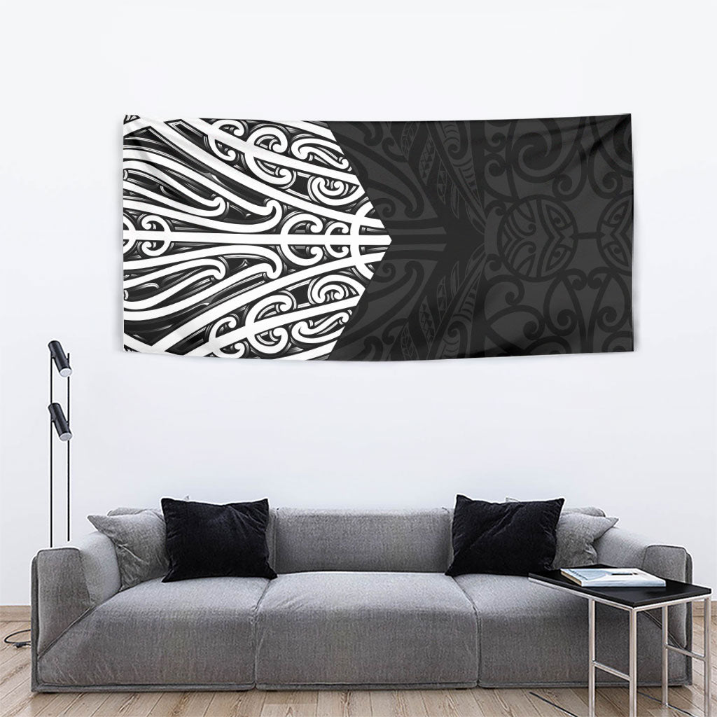 Black New Zealand Puhoro Maori Tattoo Tapestry