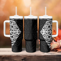 Black New Zealand Puhoro Maori Tattoo Tumbler With Handle