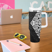 Black New Zealand Puhoro Maori Tattoo Tumbler With Handle
