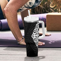 Black New Zealand Puhoro Maori Tattoo Tumbler With Handle