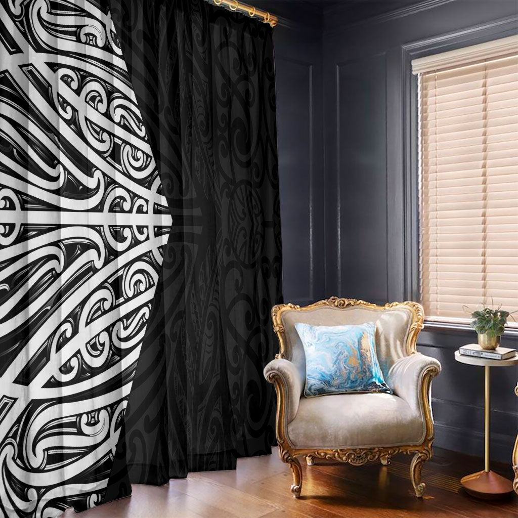 Black New Zealand Puhoro Maori Tattoo Window Curtain