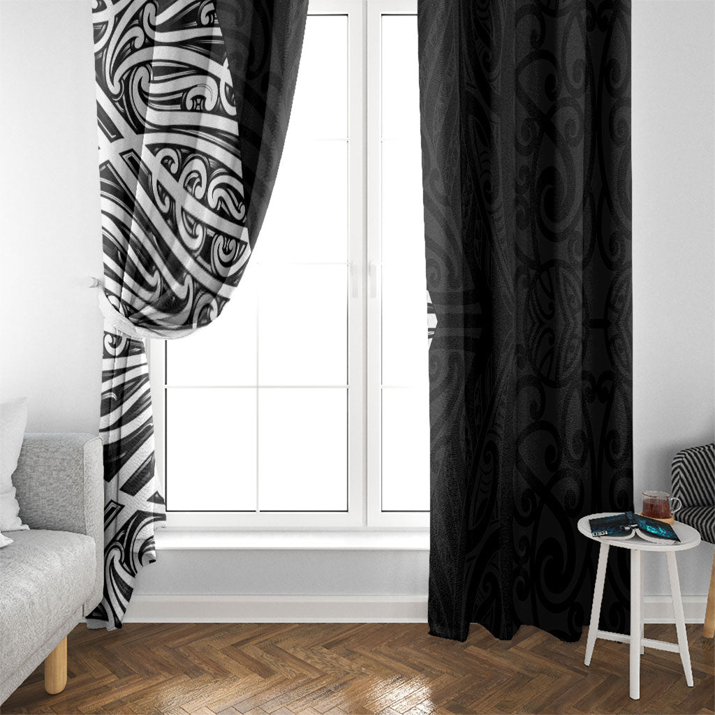 Black New Zealand Puhoro Maori Tattoo Window Curtain