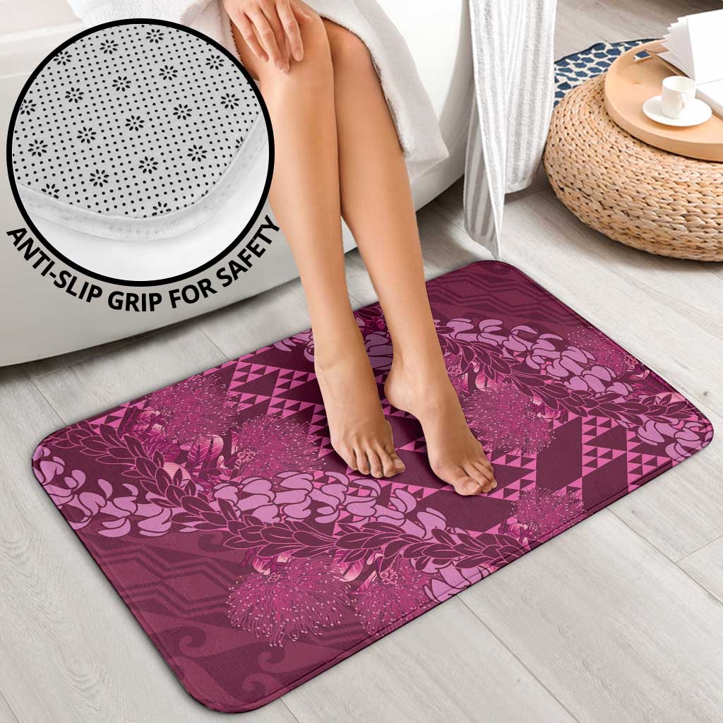 Pink Aloha Hawaii Bathroom Set Hawaiian Kakau Ohia Lehua Lei - Polynesian Pride