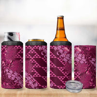 Pink Aloha Hawaii 4 in 1 Can Cooler Tumbler Hawaiian Kakau Ohia Lehua Lei - Polynesian Pride