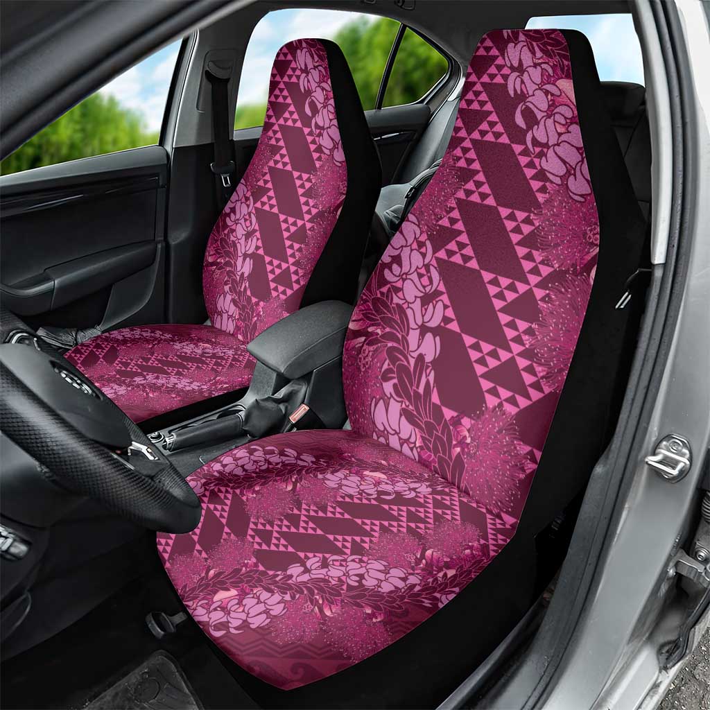 Pink Aloha Hawaii Car Seat Cover Hawaiian Kakau Ohia Lehua Lei - Polynesian Pride
