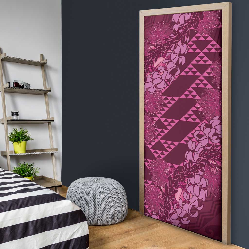 Pink Aloha Hawaii Door Cover Hawaiian Kakau Ohia Lehua Lei - Polynesian Pride