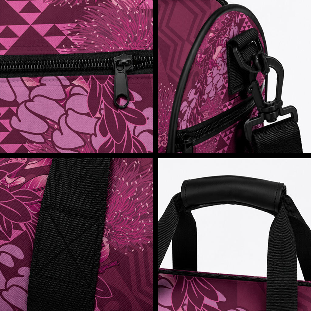 Pink Aloha Hawaii Duffle Bag Hawaiian Kakau Ohia Lehua Lei