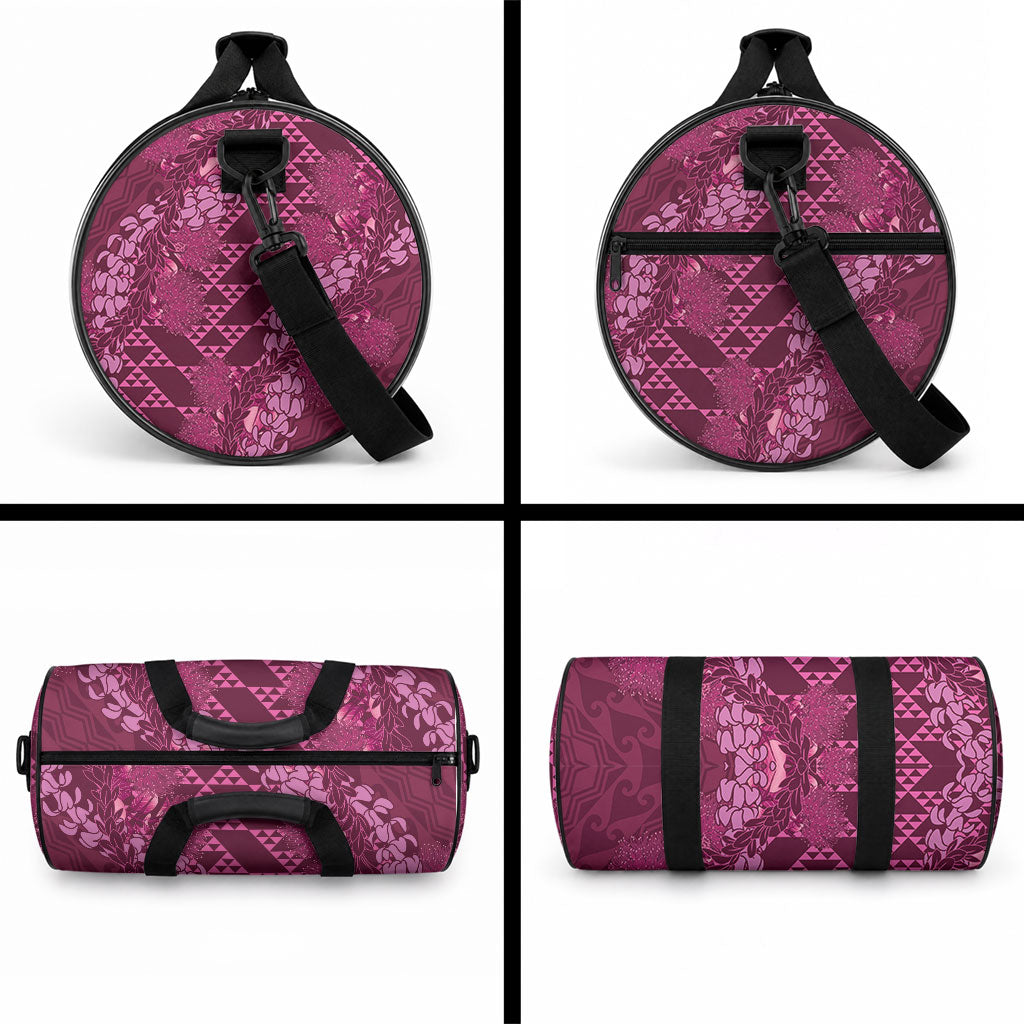 Pink Aloha Hawaii Duffle Bag Hawaiian Kakau Ohia Lehua Lei