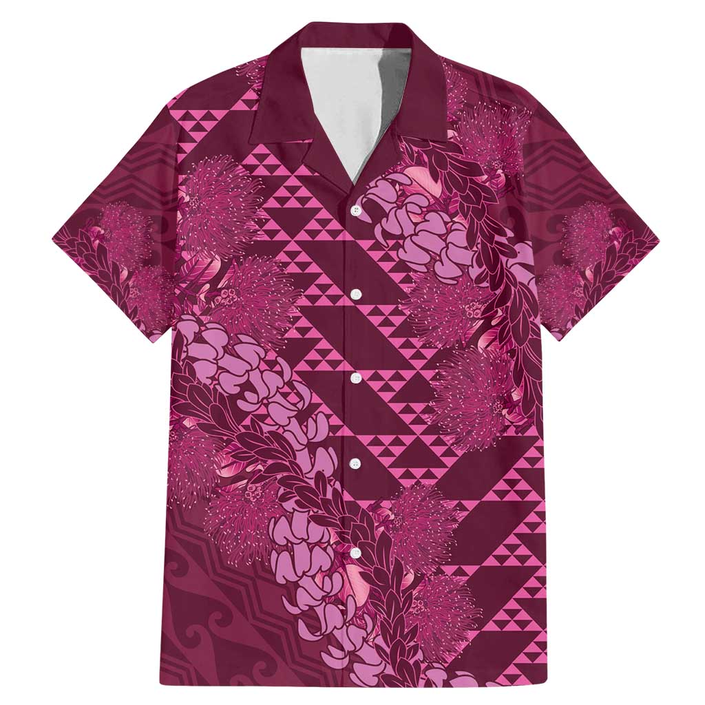 Pink Aloha Hawaii Family Matching Mermaid Dress and Hawaiian Shirt Hawaiian Kakau Ohia Lehua Lei - Polynesian Pride