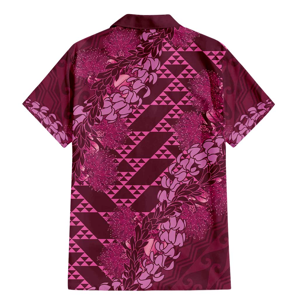 Pink Aloha Hawaii Family Matching Mermaid Dress and Hawaiian Shirt Hawaiian Kakau Ohia Lehua Lei - Polynesian Pride