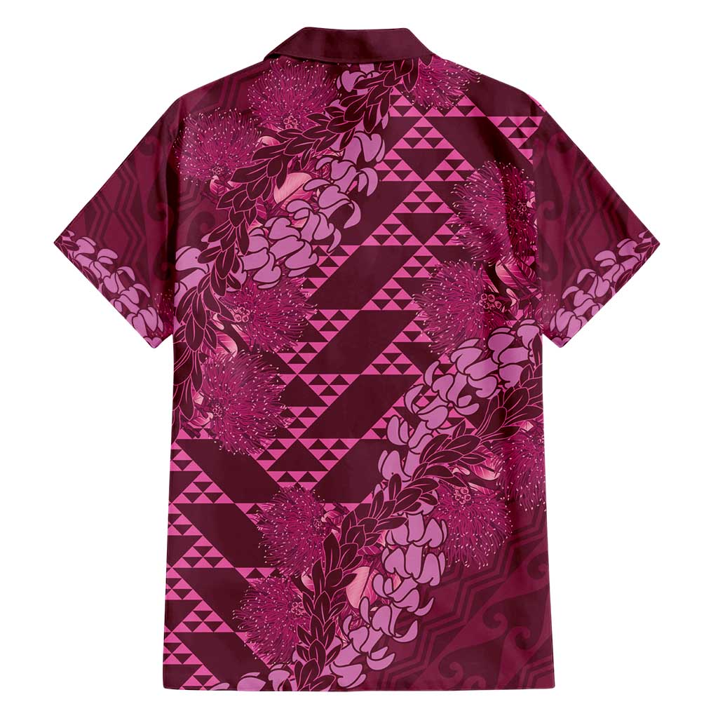 Pink Aloha Hawaii Family Matching Short Sleeve Bodycon Dress and Hawaiian Shirt Hawaiian Kakau Ohia Lehua Lei - Polynesian Pride