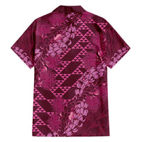 Pink Aloha Hawaii Family Matching Summer Maxi Dress and Hawaiian Shirt Hawaiian Kakau Ohia Lehua Lei - Polynesian Pride