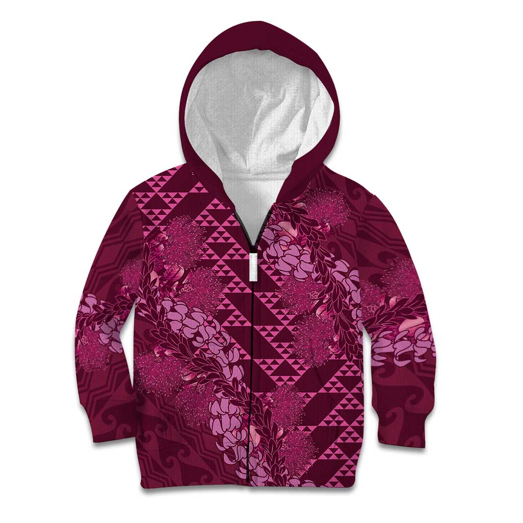 Pink Aloha Hawaii Kid Hoodie Hawaiian Kakau Ohia Lehua Lei - Polynesian Pride