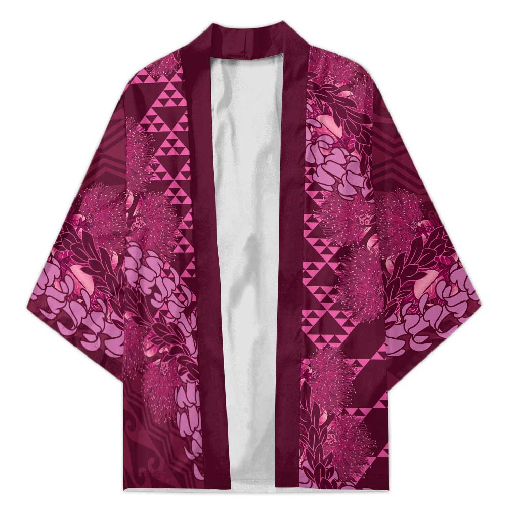 Pink Aloha Hawaii Kimono Hawaiian Kakau Ohia Lehua Lei - Polynesian Pride