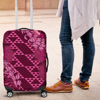 Pink Aloha Hawaii Luggage Cover Hawaiian Kakau Ohia Lehua Lei - Polynesian Pride