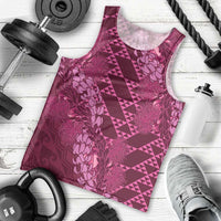 Pink Aloha Hawaii Men Tank Top Hawaiian Kakau Ohia Lehua Lei - Polynesian Pride