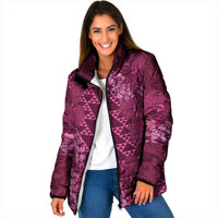 Pink Aloha Hawaii Padded Jacket Hawaiian Kakau Ohia Lehua Lei - Polynesian Pride