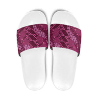 Pink Aloha Hawaii Slide Sandals Hawaiian Kakau Ohia Lehua Lei - Polynesian Pride