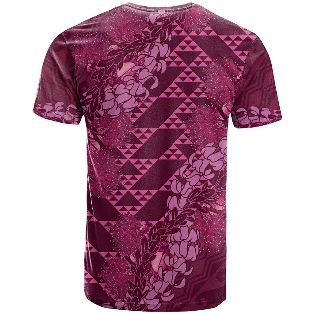 Pink Aloha Hawaii T Shirt Hawaiian Kakau Ohia Lehua Lei - Polynesian Pride